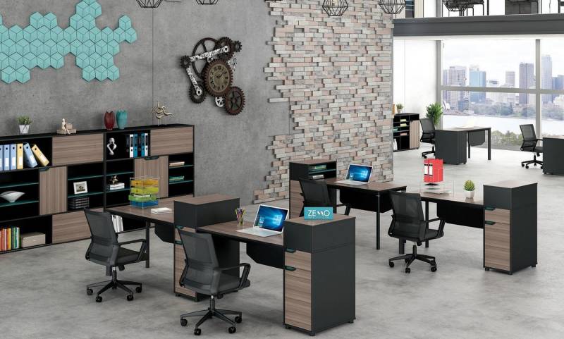 JVmoebel Schreibtisch Holztisch Büro Computertisch Arbeitstisch Regal Grau, Made in Europa JVmoebel Schreibtisch Holztisch Büro Computertisch Arbeitstisch Regal Grau, Made in Europa von JVmoebel