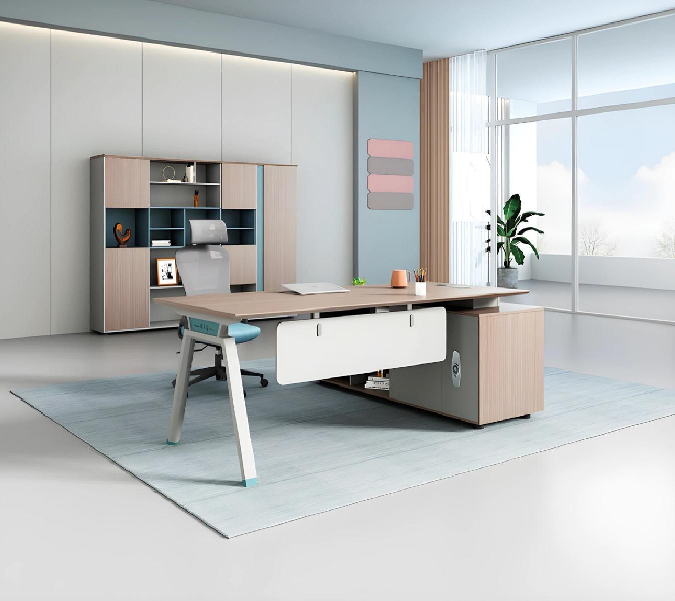 JVmoebel Büromöbel-Set Homeoffice Schreibtisch Büro Einrichtung Schreibtisch Schrank, (2tlg. Büro Set(Schreibtisch+Bücherschrank), Made in Europa von JVmoebel