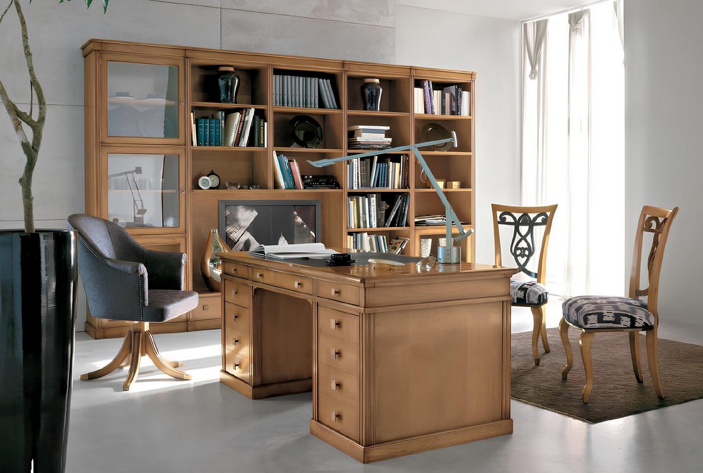 JVmoebel Schreibtisch Italienische Möbel Büro Tisch Einrichtung Möbel Schreibtisch Echtholz (Schreibtisch), Made in Europa von JVmoebel