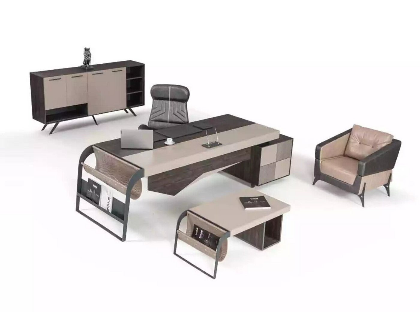 JVmoebel Schreibtisch Kanzlei Luxus Möbel Büroeinrichtung Komplettes Set Tisch Schrank 3tlg, Made In Europe von JVmoebel