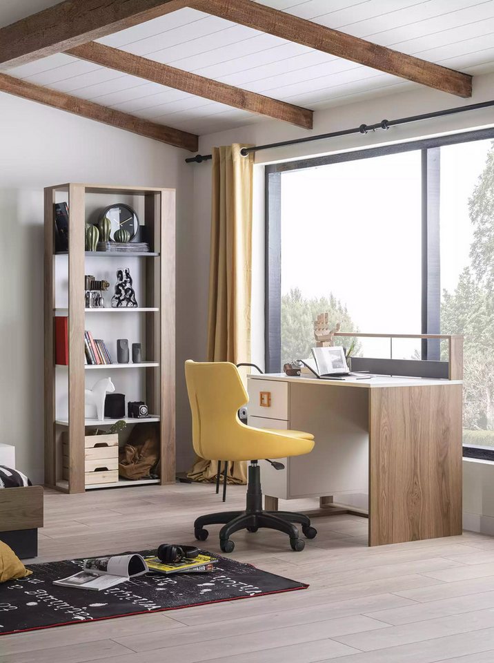 JVmoebel Jugendzimmer-Set Kinderschreibtisch Schreibtisch Bücherregal Holz Braun Set Büro, (2-tlg., Schreibtisch, Bücherregal), Made in Europa von JVmoebel