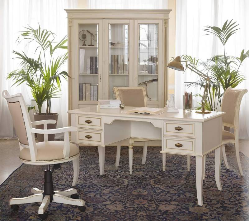 JVmoebel Schreibtisch Klassischer Schreibtisch im Barockstil in Weiß für Büros, Made in Europa von JVmoebel