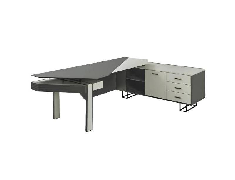 JVmoebel Eckschreibtisch L-Förmiger Schreibtisch Mit Stauraum Arbeitstisch Grau Weiß Büromöbel (1-St., Schreibtisch), Made in Europa von JVmoebel