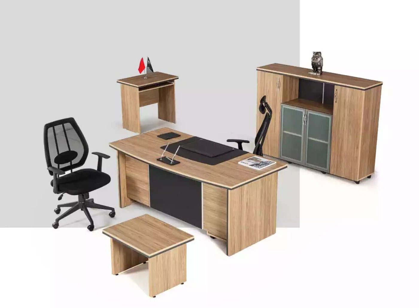 JVmoebel Schreibtisch Luxus Büroeinrichtung Schreibtisch Regale Beistelltisch Aktenschrank, Made In Europe von JVmoebel