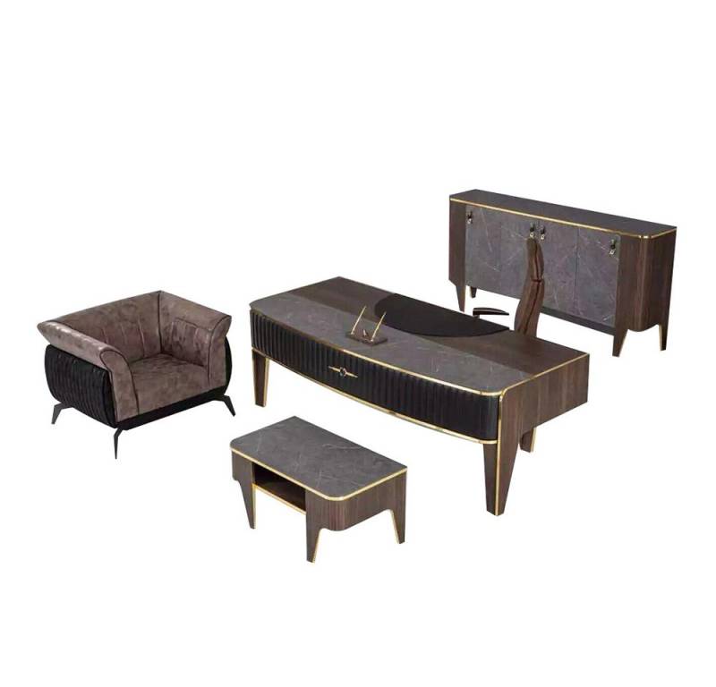 JVmoebel Büromöbel-Set Luxus Schreibtisch Büro Set 4 tlg. Schrank Tisch Schreibtisch, Made in Europa von JVmoebel