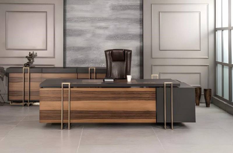 JVmoebel Eckschreibtisch Luxus Schreibtisch Leder Holz Tische Büro Tisch Einrichtung Designer (1-St., Eckschreibtisch), Made in Europa von JVmoebel