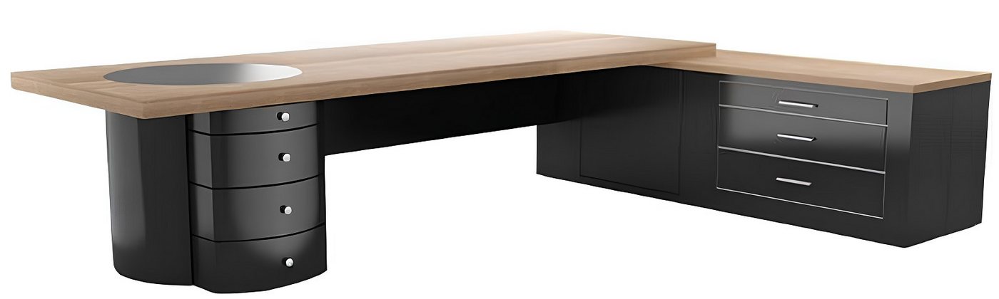 JVmoebel Eckschreibtisch Moderner Büroschreibtisch Schwarz Braun Eckschreibtisch Luxus Holz (1-St., Bürotisch L-Form), Made in Europa von JVmoebel