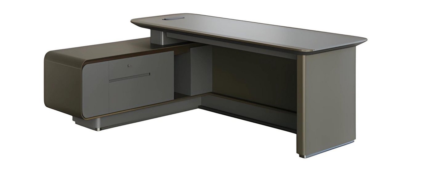 JVmoebel Schreibtisch Moderner Winkelschreibtisch Grau Schwarz für Chefzimmer mit Stauraum, Made in Europe JVmoebel Schreibtisch Moderner Winkelschreibtisch Grau Schwarz für Chefzimmer mit Stauraum, Made in Europe von JVmoebel