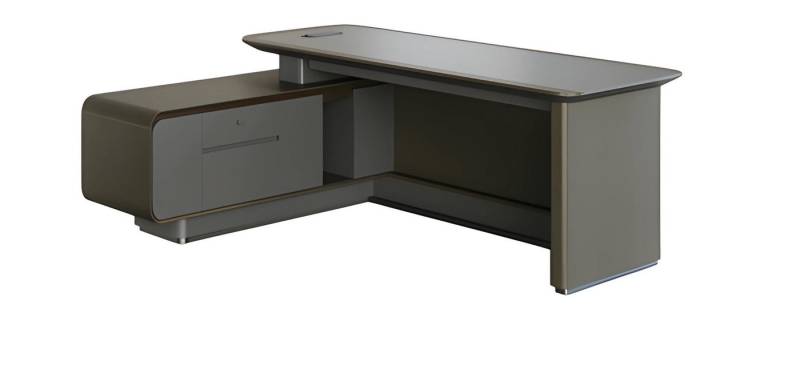JVmoebel Schreibtisch Moderner Winkelschreibtisch Grau Schwarz für Chefzimmer mit Stauraum, Made in Europe JVmoebel Schreibtisch Moderner Winkelschreibtisch Grau Schwarz für Chefzimmer mit Stauraum, Made in Europe von JVmoebel