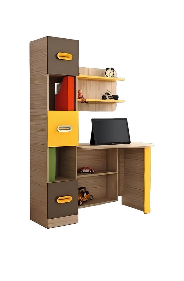 JVmoebel Schreibtisch Modernes Schreibtisch Design Regale Farbakzente Gelb Braun Büro Möbel (1-St., Schreibtisch), Made in Europa von JVmoebel