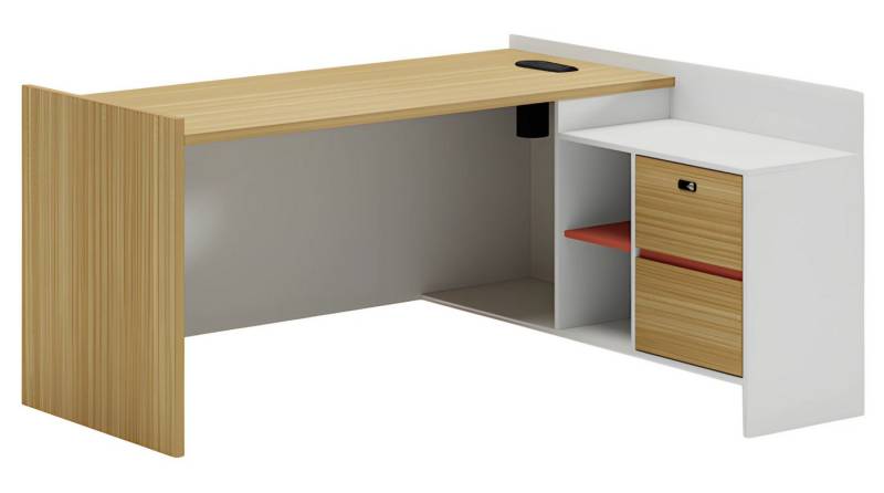 JVmoebel Schreibtisch Modularer Schreibtisch in Holzoptik mit Stauraum und Regalfächern, Made in Europe JVmoebel Schreibtisch Modularer Schreibtisch in Holzoptik mit Stauraum und Regalfächern, Made in Europe von JVmoebel