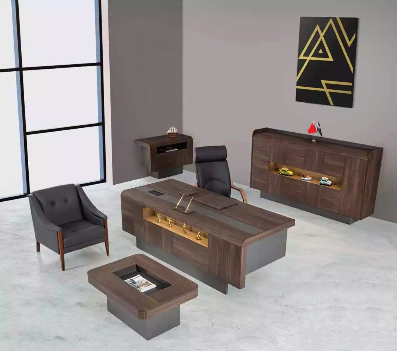 JVmoebel Büromöbel-Set Möbel Kanzlei Luxus Büroeinrichtung Komplettes Set Tisch Schrank 3tlg, Made in Europa JVmoebel Büromöbel-Set Möbel Kanzlei Luxus Büroeinrichtung Komplettes Set Tisch Schrank 3tlg, Made in Europa von JVmoebel