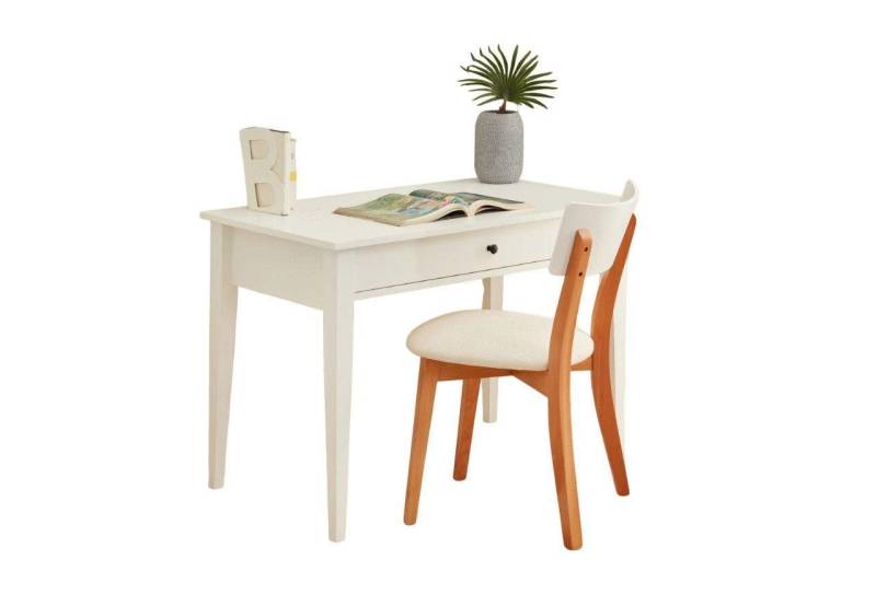 JVmoebel Schreibtisch Schlafzimmermöbel Tisch Polsterstuhl Weiß Holzmöbel Einfarbig Stuhl (2-St., Tisch + Stuhl), Made in Europa von JVmoebel
