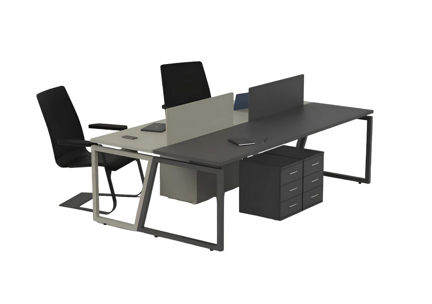 JVmoebel Schreibtisch Arbeitstisch Workstation Büromöbel Grau Schwarz für Zuhause (1-St., Schreibtisch), Made in Europa von JVmoebel