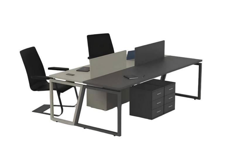 JVmoebel Schreibtisch Arbeitstisch Workstation Büromöbel Grau Schwarz für Zuhause (1-St., Schreibtisch), Made in Europa von JVmoebel