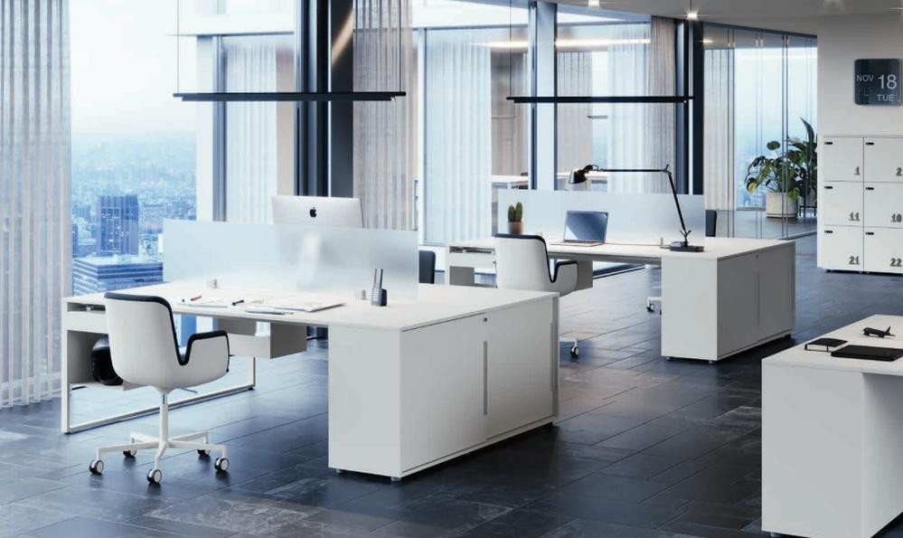 JVmoebel Schreibtisch Arbeitstisch Computertisch Doppelter e mit Stauraum für Büro (Arbeitstisch für 2 Personen), Made in Europa von JVmoebel