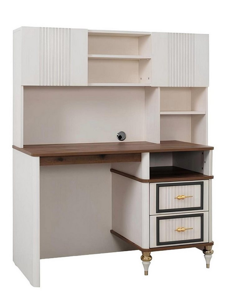 JVmoebel Kinderschreibtisch Schreibtisch Bürotisch Computertisch Beige Büromöbel Holz Tisch Regale (Schreibtisch), Made in Europa von JVmoebel