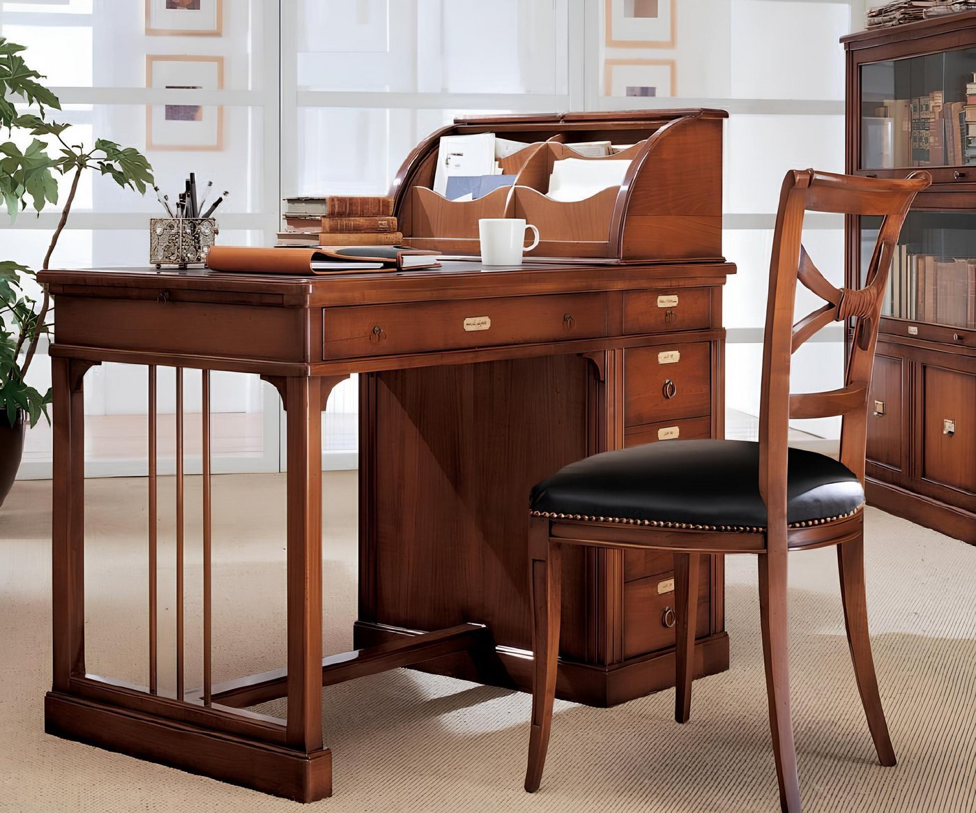 JVmoebel Schreibtisch Schreibtisch Echtholz Italienische Möbel Büro Tisch Einrichtung Möbel (Schreibtisch), Made in Europa von JVmoebel
