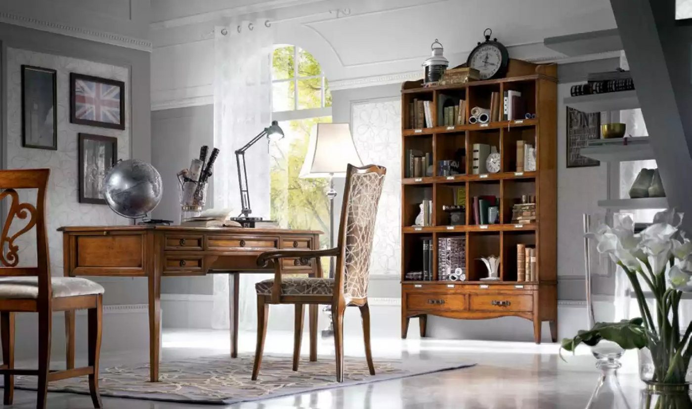 JVmoebel Büromöbel-Set Schreibtisch Holz Tisch Bücherregal Möbel Büro Design 3tlg Set, (3-tlg., 1x Schreibtisch + 1x Sessel + 1x Bücherregal), Made in Europa von JVmoebel