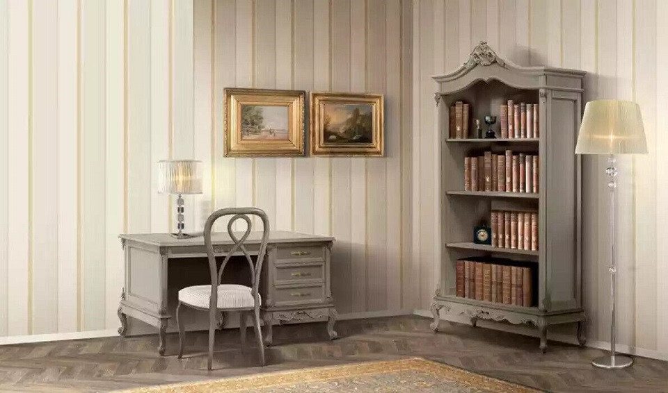 JVmoebel Büromöbel-Set Schreibtisch Italienische Arbeitstisch Möbel Bücherregal Set 3 tlg., (3-tlg., 1x Schreibtisch + 1x Stuhl + 1x Bücherregal), Made in Europa von JVmoebel