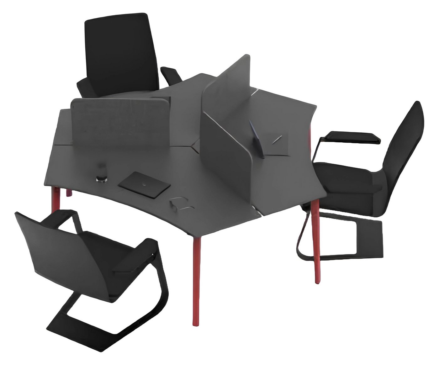 JVmoebel Schreibtisch Schreibtisch Sechseckig Workstation 3-Sitzer Designer Büromöbel Grau (1-St., Schreibtisch), Made in Europa von JVmoebel
