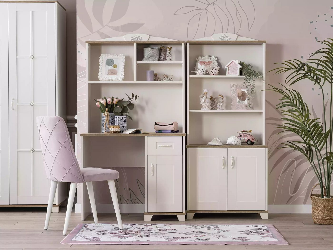 JVmoebel Kinderschreibtisch Schreibtisch für Kinder aus Holz mit integriertem Regal (3-St., Schreibtisch, 2x Bücherregal), Made in Europa von JVmoebel