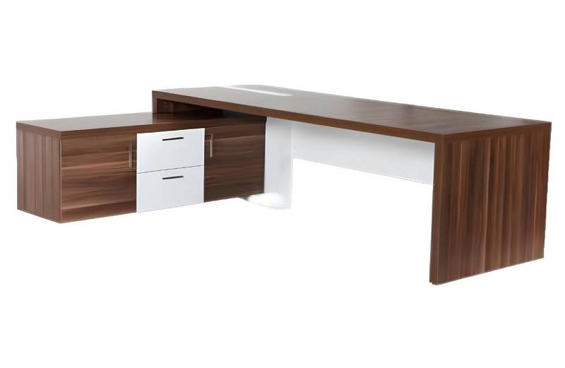 JVmoebel Eckschreibtisch Schreibtisch mit Sideboard Bürotisch Chef Exclusive CEO Helles Holz (1-St., Eckschreibtisch), Made in Europa von JVmoebel