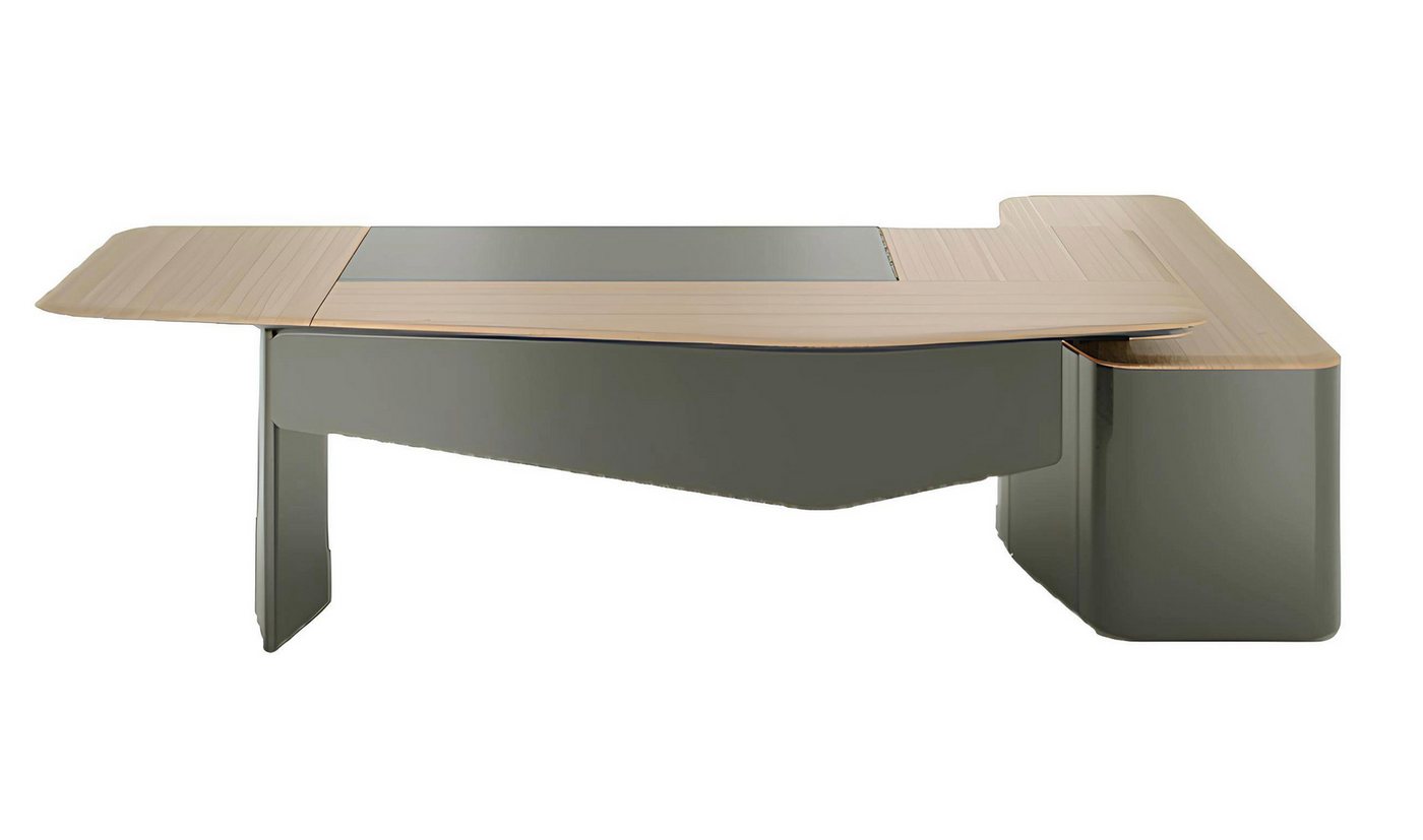 JVmoebel Eckschreibtisch Stilvoller Eckschreibtisch Grau Braun Holz Büromöbel Arbeitstisch (1-St., Eck-Bürotisch), Made in Europa von JVmoebel