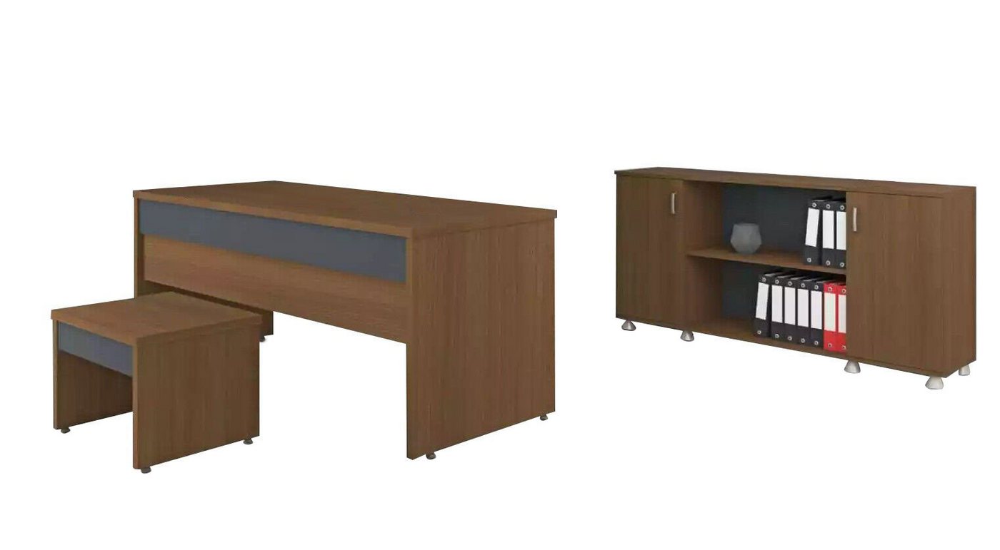 JVmoebel Schreibtisch Tisch Büro Arbeitszimmer Büromöbel Holzmöbel Schreibtische Schränke (3-St., Schrank, Schreibtisch, Couchtisch), Made in Europa von JVmoebel