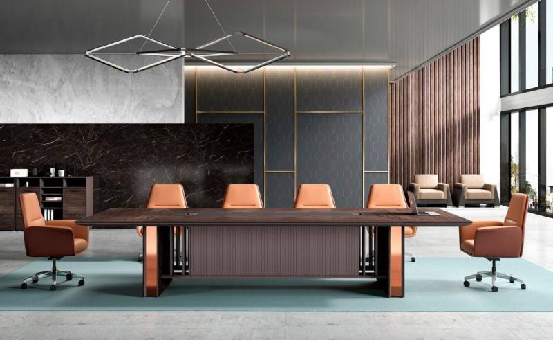 JVmoebel Konferenztisch Tisch Bürotisch Arbeitstisch Schreibtisch Büromöbel Holz Braun Büro (Bürotisch), Made in Europa von JVmoebel