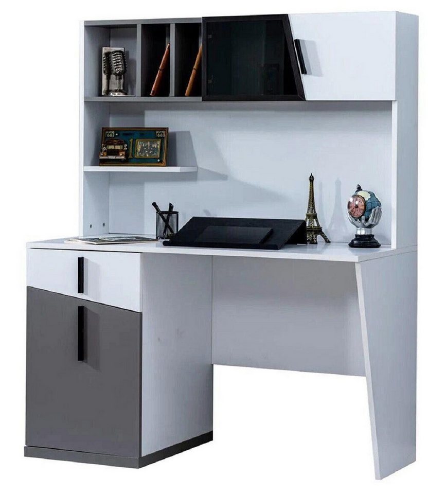 JVmoebel Schreibtisch Weiß-Grauer Schreibtisch Designer Jugendzimmer Möbel Holz Luxus (1-St., Schreibtisch), Made in Europa von JVmoebel