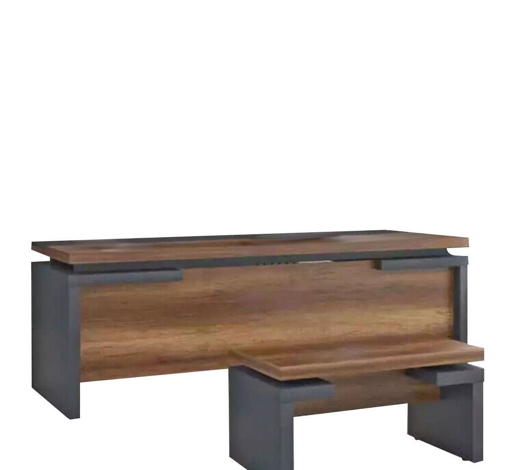 JVmoebel Schreibtischstuhl Braun Grauer Schreibtisch 220x90cm Luxus Tisch Chefschreibtisch Büro (1 St), Made in Europa von JVmoebel