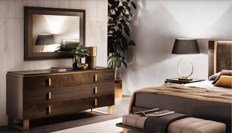 JVmoebel Schubkastenkommode Konsolentisch mit Spiegel - 2-teiliges Set aus Italien, Braun, Made in Europa von JVmoebel