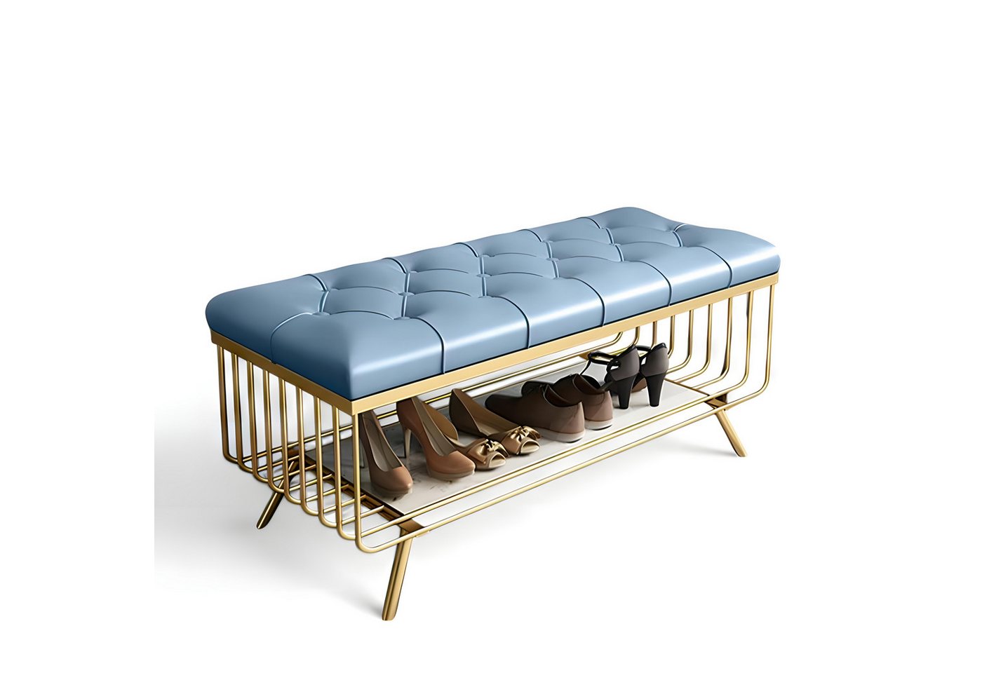 JVmoebel Schuhbank Praktische blaue Bank mit weicher Sitzfläche und Schuhablage, Made in Europe JVmoebel Schuhbank Praktische blaue Bank mit weicher Sitzfläche und Schuhablage, Made in Europe von JVmoebel