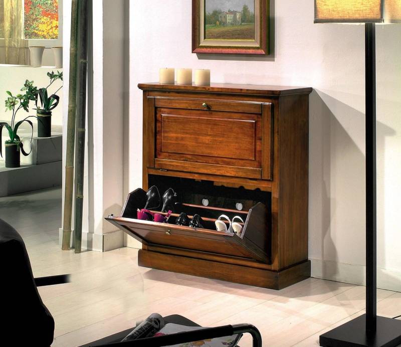 JVmoebel Schuhschrank Echtholz Kommode mit 2 Fächern - Schuhregal in Braun Made in Europa von JVmoebel