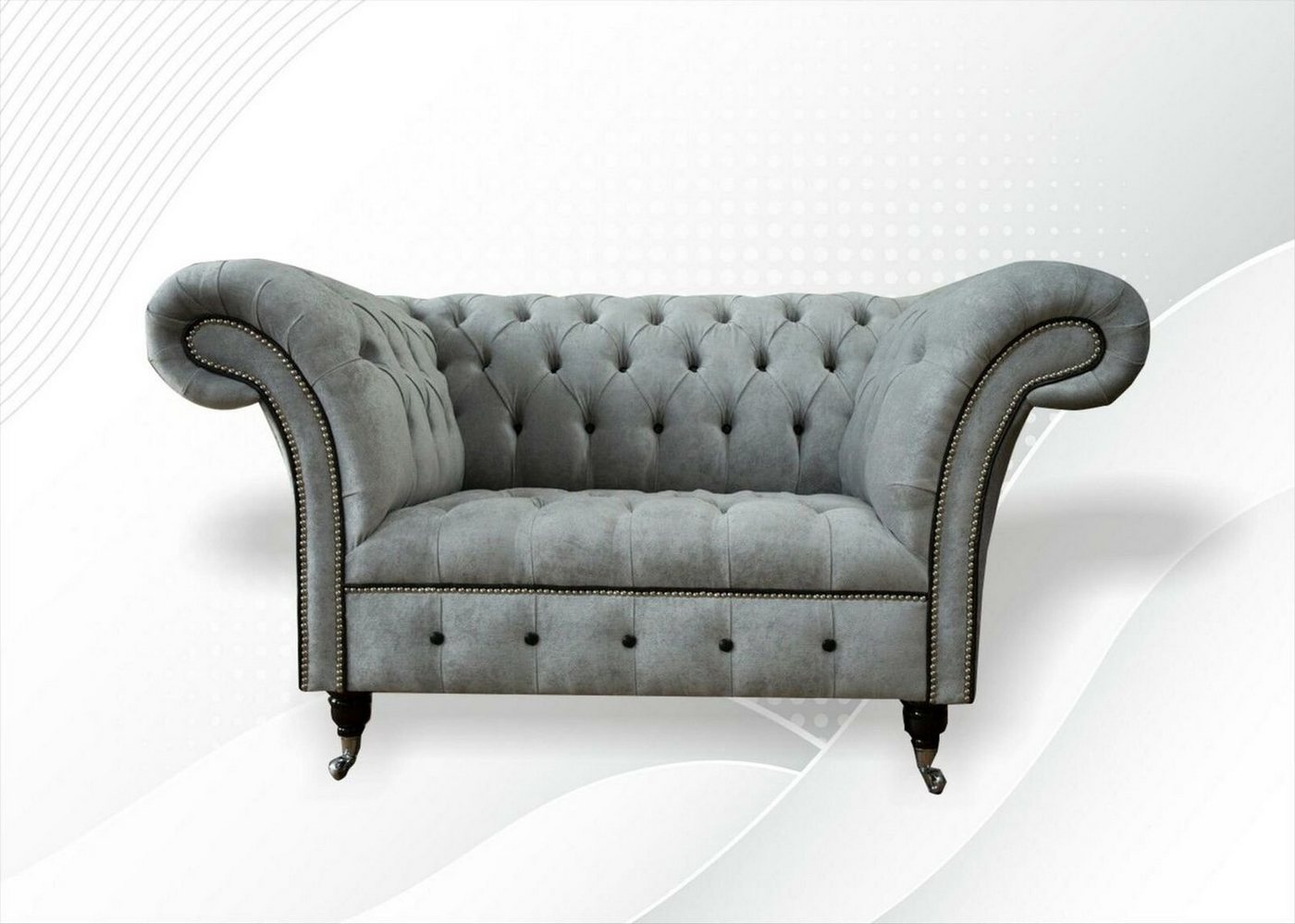 JVmoebel Sessel, Chesterfield Sessel Hellgrau Textil Stoff Grau Möbel Wohnzimmer Modern von JVmoebel