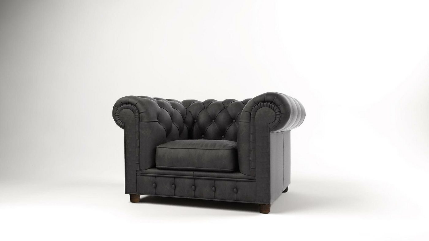 JVmoebel Sessel, Edler Design Chesterfield Polster Sessel Fernseh Sitz Club Lounge Textil Leder von JVmoebel