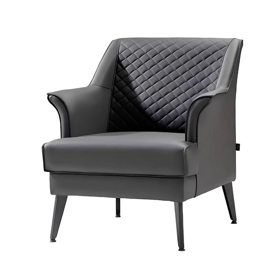 JVmoebel Sessel 1 Sitzer Sessel Leder Polster Moderne Möbel Design Luxus Grau (1-St., Sessel), Made in Europa von JVmoebel