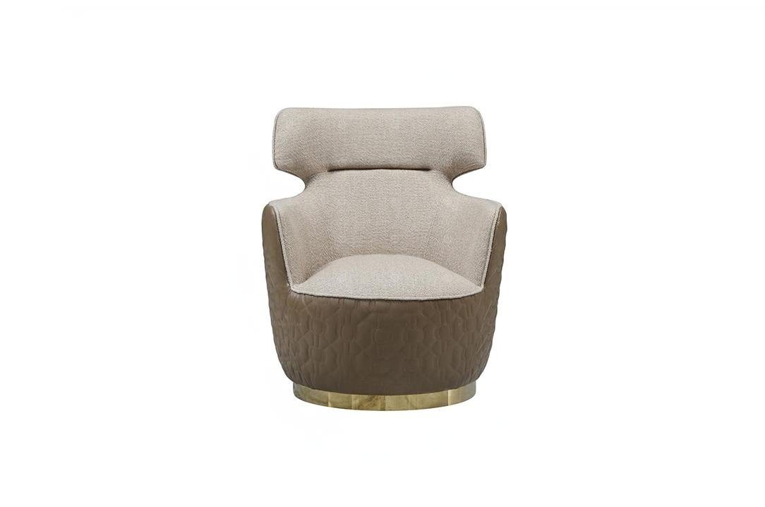 JVmoebel Sessel Beige Sessel Sitzer Einsitzer Ohrensessel Clubsessel Moderne (1-St., Sessel), Made in Europa von JVmoebel