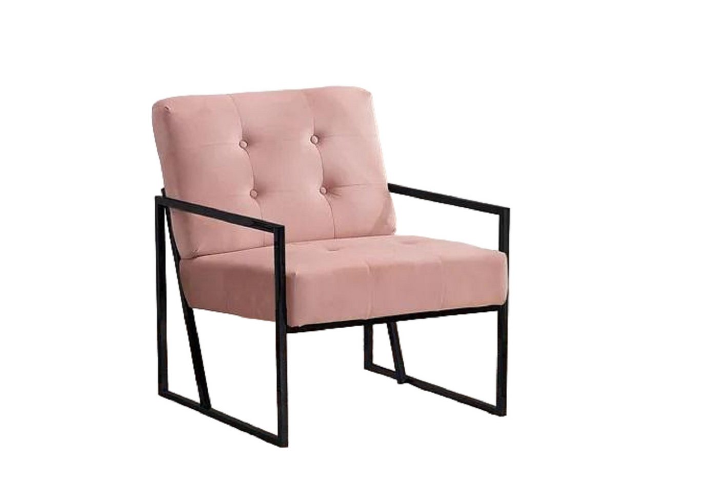 JVmoebel Sessel Bequemer Sessel 1-Sitzer Wohnzimmer Rosa Textilpolsterung Metallbeine (1-St., Sessel), Made in Europa von JVmoebel