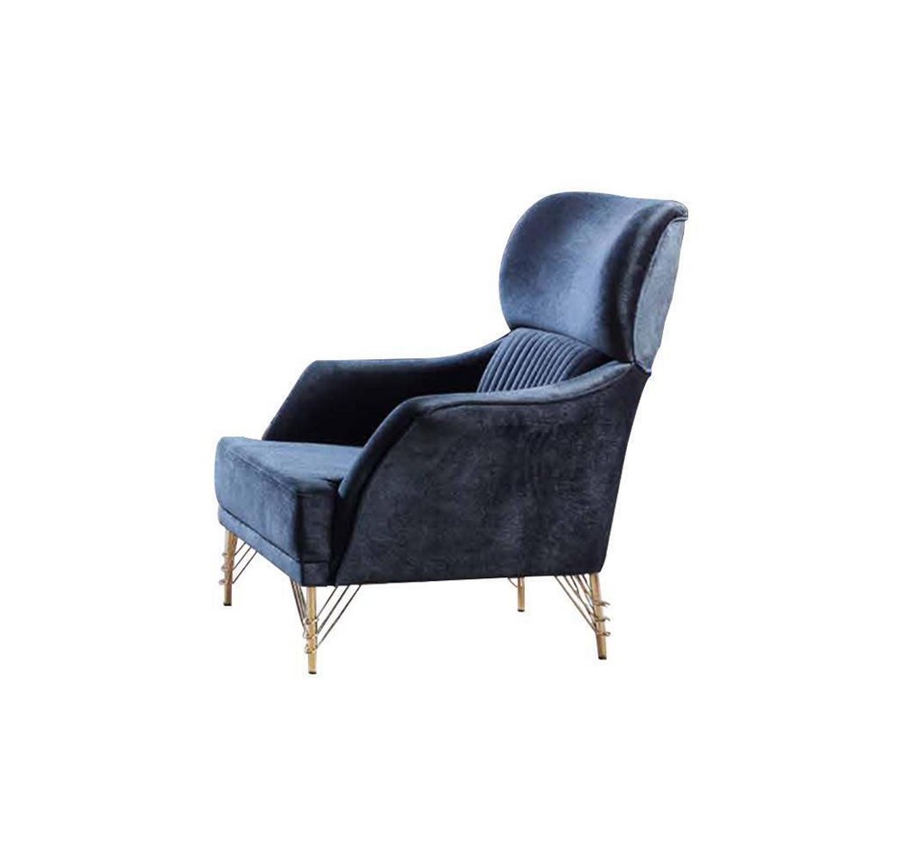 JVmoebel Sessel Blaue Sessel Garnitur Designer Lehnsessel Wohnzimmer Möbel 2tlg (2-St., 2x Sessel), Made in Europa von JVmoebel