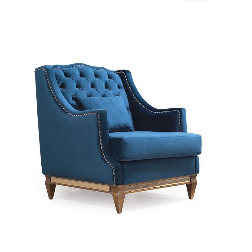 JVmoebel Sessel Blauer Luxus Chesterfield Sessel Wohnzimmer Designer Möbel Neu (1-St., Sessel), Made in Europa von JVmoebel