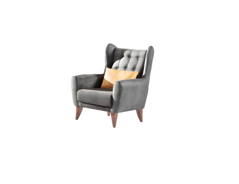 JVmoebel Ohrensessel Design Sessel 1 Sitzer Luxus Relax Textil Grau Sessel Wohnzimmer Club (1-St., Sessel), Made in Europa von JVmoebel