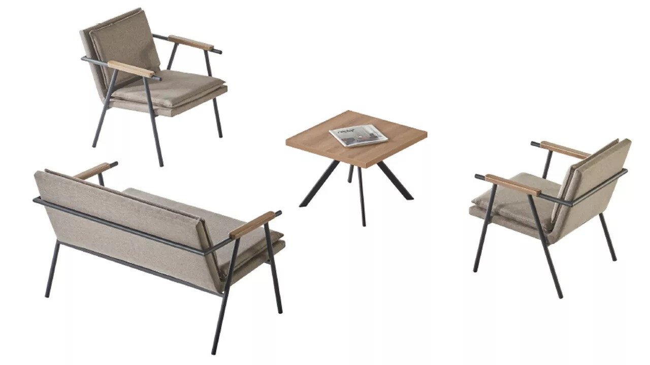 JVmoebel Sessel Designer Arbeitszimmer Sitzmöbel Kaffeetisch 2x Polstersessel 2-Sitzer (Arbeitszimmer-Set 4tlg (2-Sitzer + 2x Sessel + Couchtisch), Made in Europa von JVmoebel