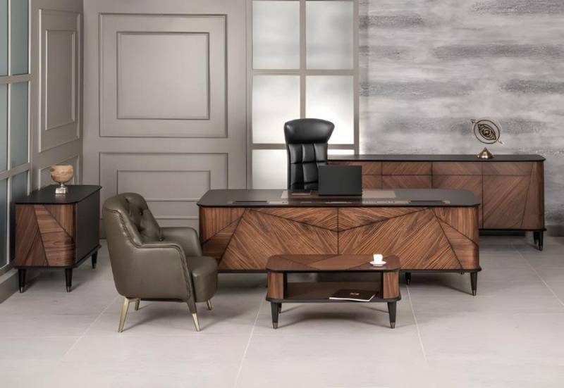 JVmoebel Büromöbel-Set Designer Büro Arbeit Zimmer Set Schreibtisch Stuhl Komplett Set Möbel, (5-tlg., 5 tlg.BÜRO SET (Schreibtisch+Stuhl+Couchtisch+Konsole+Sessel), Made in Europa von JVmoebel