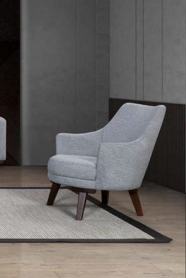 JVmoebel Sessel Designer Sessel 1 Sitzer Grau Stoff Textil Luxus Möbel Einsitzer Neu von JVmoebel