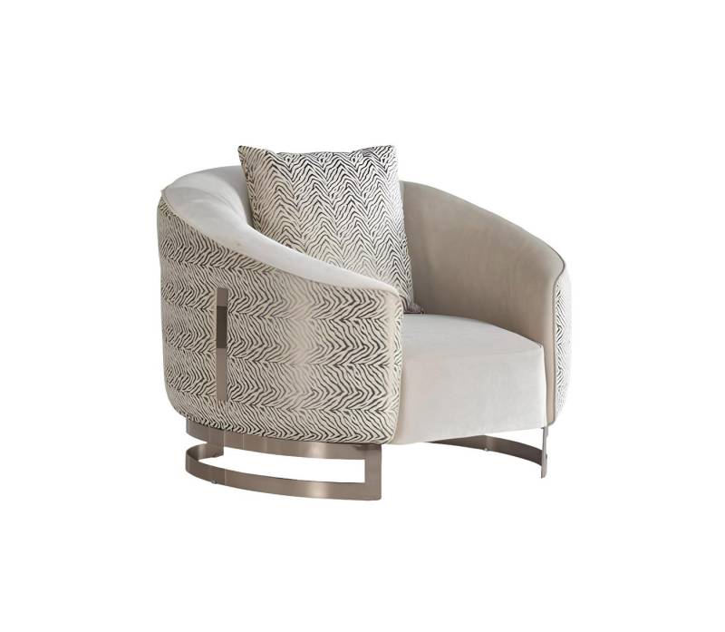 JVmoebel Sessel Designer Sessel Polstersessel Stuhl Mit Kissen Beige Gold Edelstahl (1-St., Sessel), Made in Europa von JVmoebel
