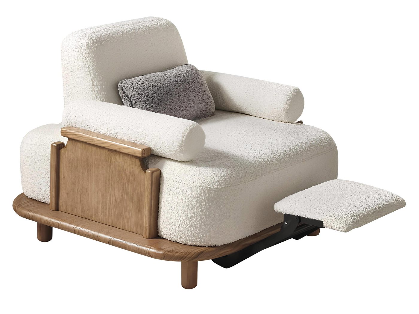 JVmoebel Relaxsessel Designer Weiß Sessel Mit Fußstütze Wohnzimmer Textil Einsitzer Luxus (Sessel + Fußstütze), Made in Europa von JVmoebel