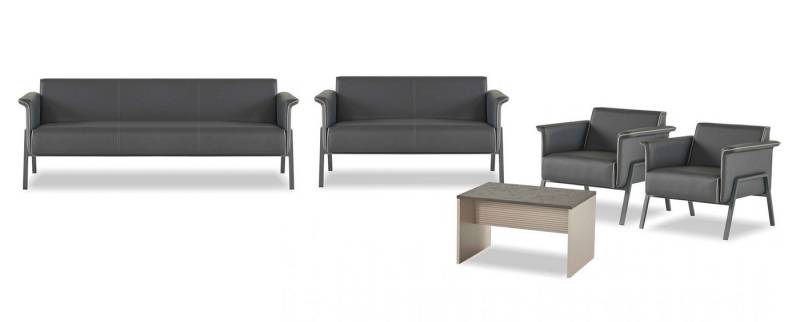 JVmoebel Polstergarnitur Dunkelgraue Arbeitszimmer Möbel Designer 3-Sitzer Zweisitzer Sessel, (Arbeitszimmer-Set 5tlg (3-Sitzer + 2-Sitzer + 2x Sessel + Couchtisch), Made in Europa von JVmoebel