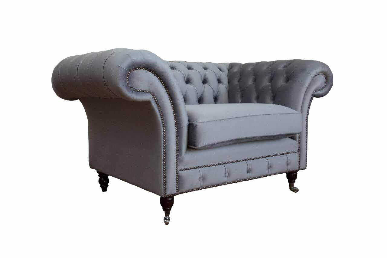 JVmoebel Chesterfield-Sessel Eleganter Chesterfield Stoff-Sessel im Design 1-Sitzer Sofa (Sessel), Made in Europa von JVmoebel